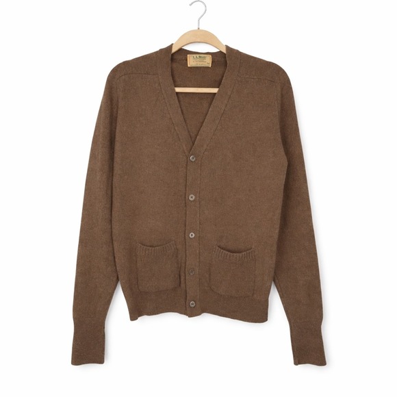L.L.Bean Sweaters - L.L.Bean Mink & Merino Wool Cardigan Medium Brown V-Neck Button Quiet Luxury